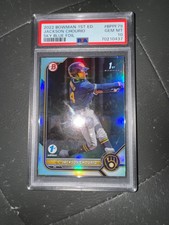 JACKSON CHOURIO 2022 Bowman 1st Edition Sky Blue Foil PSA 10 Prospects Rookie RC