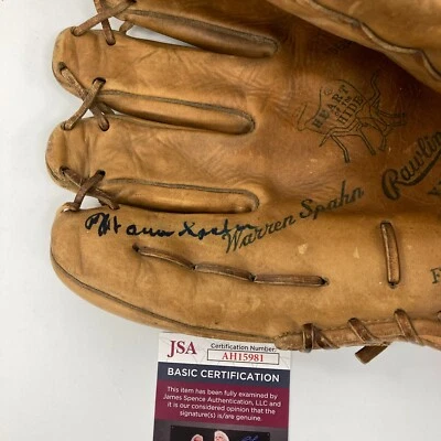 Warren Spahn Signed 1950's Game Model Baseball Glove JSA COA - Image 1 of 4