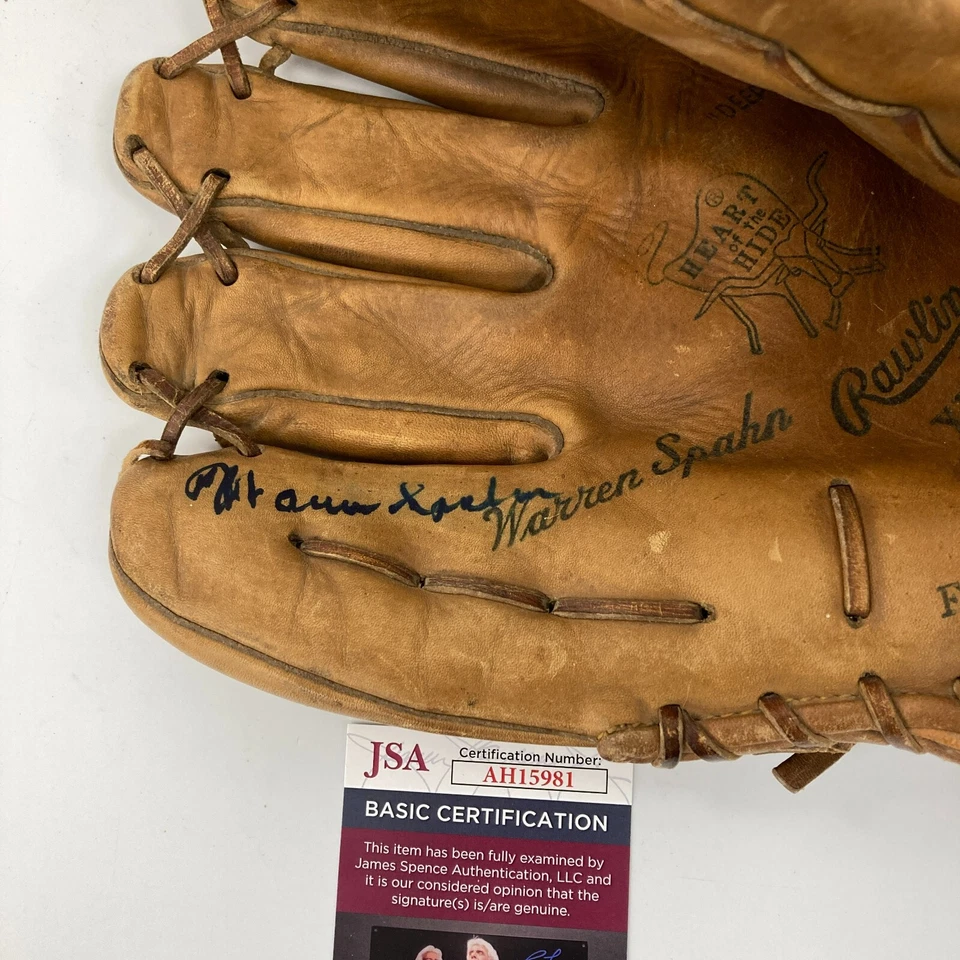 Warren Spahn Signed 1950's Game Model Baseball Glove JSA COA - Image 1 of 4