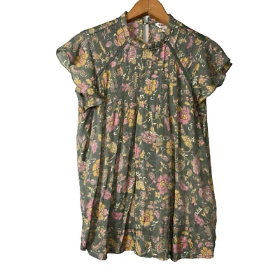 Blusa Nanette Lepore Manga Acampanada Verde Paisley y Estampado Floral Casa de Campo Talla M Foto 1 de 4