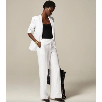 J.Crew Harbor Pant Linen White Straight Wide Minimalist High Rise Medium NWT - Image 1 of 4