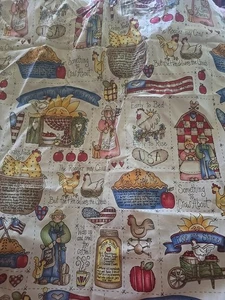 Vintage Country Kitchen Marcus Bros  Cotton  fabric remnant 44 x 36 By Dianna M - Picture 1 of 8