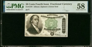 FR# 1379 Fractional Currency 50c Rare 1869 United States Fourth Issue PMG ChAU58 - Picture 1 of 6