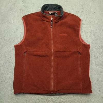 Marmot Fleece Vest Mens XL Full Zip Sleeveless Outdoor Layering Rust - Image 1 of 4