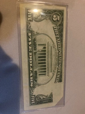 CRAZY 1988 A 5 DOLLAR BILL MISPRINT with MAJOR PRINT ERROR see photos - Image 1 of 4