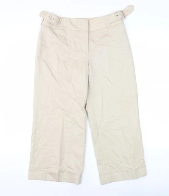 Coast Women's Beige Cropped Trousers, Size 10, Belted Wide-Leg - Image 1 of 4