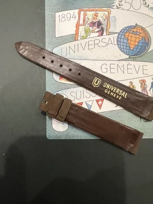 [11] Pulseira marrom vintage Universal Geneve 16mm década de 1950, couro camurça marrom escuro G - Imagem 1 de 4