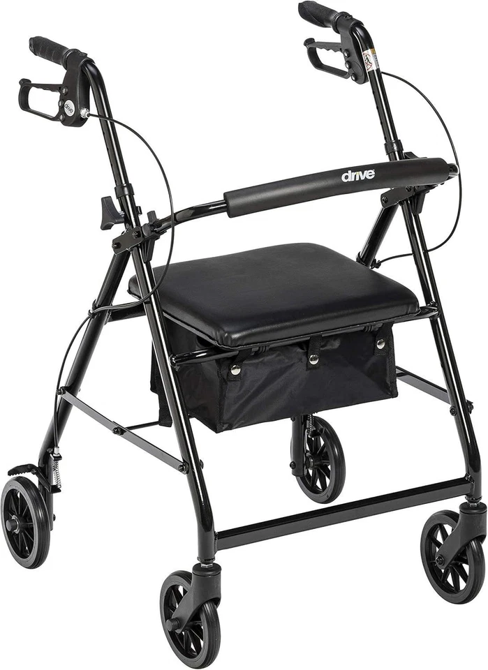 Drive Medical Aluminum Rollator with Fold Up and Removeable Back Support (R726BK)