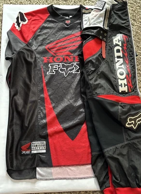 Fox Racing 360 Honda Pants 34 and Jersey L Black Red Professional Team Issue - Image 1 of 4