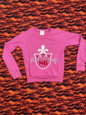 SUDADERA VS ROSA VINTAGE Y2K CREW ROSA REALEZA 86 BORDADO CACHORRO PERRO LOGO Med Foto 1 de 4