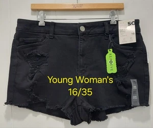SALE! SO Young Size 16/35 High Rise Shortie Shorts Black Hi-Rise Daisy Dukes NWT - Picture 1 of 10