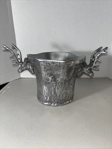 Aspen Pewter Stag Elk Reindeer Champagne Wine Cooler Ice Bucket Holiday Party - Picture 1 of 10