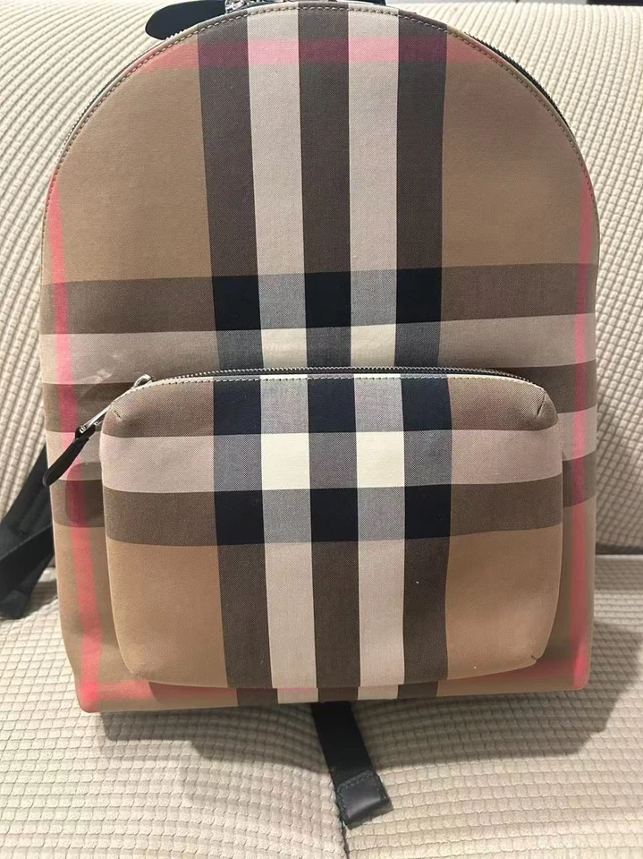 Mochila de lona para hombre Burberry marrón topo IP Check Jeff nueva con etiquetas -  Foto 1 de 4