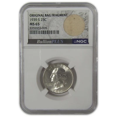 1939 S Washington Quarter MS 65 NGC Original Bag Fragment SKU:I22594 - Image 1 of 4