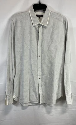 Ted Baker Men Gray Solid Embroidered Casual Button Up Shirt Long Sleeve Size 16 - Image 1 of 4