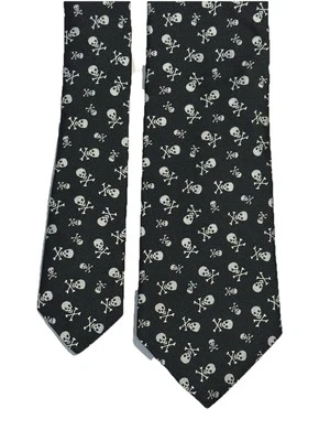 Gravata Daniel Cremieux Skull & Crossbones preta 100% seda feita nos EUA - Imagem 1 de 4