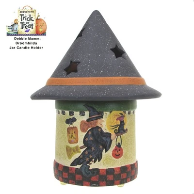 NUEVO Debbie Mumm BROOMHILDA 10" Tarro Candelabro y Sombra Grande Bruja Calabaza Foto 1 de 4