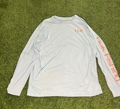 Camisa de pesca Huk para hombre XL azul rendimiento elástica manga larga pargo A2 Foto 1 de 4