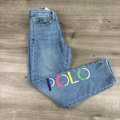 Pantalones de mezclilla Polo Ralph Lauren para niñas talla 12 bordados deletreados Foto 1 de 4