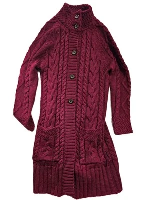 CHAQUETA LARGA WOOLOVERS ABRIGO S GRUESO TEJIDO CON CABLE LANA BRITÁNICA PURA Cárdigan Foto 1 de 4