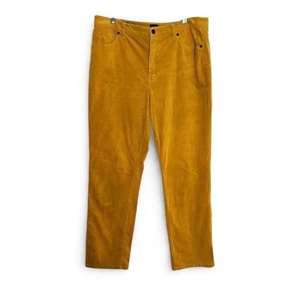 Talbots Womens Corduroy Straight Leg High Rise Pants Mustard Yellow Size 10P - Image 1 of 4