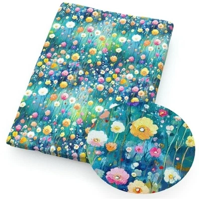 Wildflower Flower floral Polycotton blend fabric Spring flower 20x55" 1280617 - Image 1 of 2