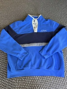 L. L. Bean Anorak Blue Colorblock Pullover Sweatshirt Men Sz L Soft & Comfy EUC - Picture 1 of 14
