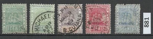 Britisch-Guayana 1889 -1910 Kriegsschiff "Sandbach" - 5 verschiedene gebrauchte Briefmarken - Bild 1 von 2