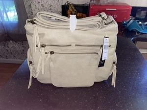 Bueno Shoulder Bag Soft Faux Leather Beige Purse Crossbody Tote Vintage Boho - Picture 1 of 10