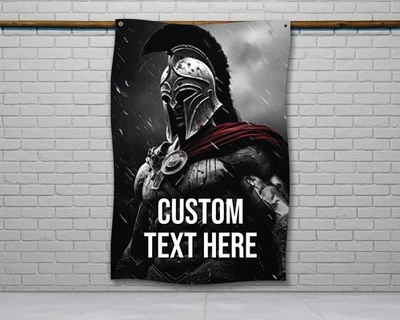DAMDEKO;I Custom Spartan Warrior Flag - Motivational Weightlifting Gym Decor
