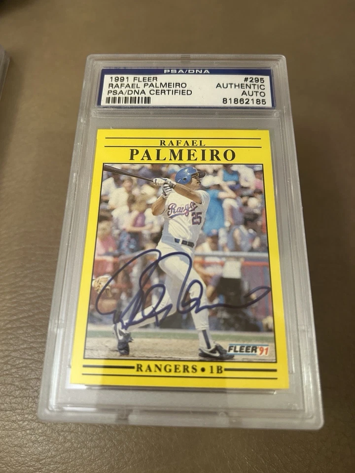 1991 Fleer Rafael Palmeiro # 1295 PSA/DNA Auto Autographed Signed Texas Rangers - Image 1 of 2