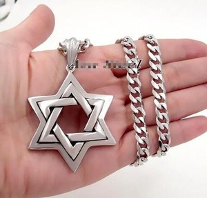 Dainty Estrella de David Collar De Plata Azul Ágata Piedras Preciosas encanto Joyería Judaica