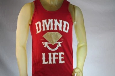 DIAMOND SUPPLY CO "DMND LIFE" CAMISETA SIN MANGAS ROJA PARA HOMBRE CON LOGOTIPO ROJO Y DORADO talla pequeña Foto 1 de 2