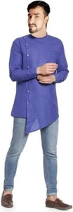 Lakkar Haveli Indian Men's Kurta Wedding Wear Plus Size ( Blue - 4XL ) - Picture 1 of 4
