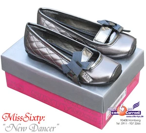 Elegant Ballerinas Miss Sixty Silver Genuine Leather New Dancer Size 36 - Picture 1 of 1