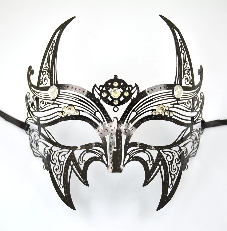Men's Mask Laser Cut Venetian Black metal Devil Masquerade Mask - Image 1 of 1