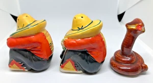 Antique Sleeping Cowboys + Snake Salt & Pepper shakers from Japan Hand painted! - Picture 1 of 6