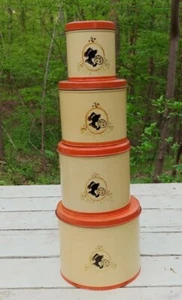Vintage 1930s Silhouettes Tin Canister Set 4 Sizes Nesting - Picture 1 of 10