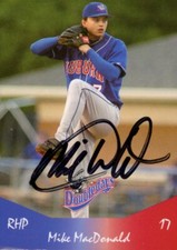 2005 Auburn Doubledays MIKE MACDONALD Signed Card autograph blue jays CAMDEN, ME
