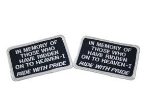 Lote de 2 parches personalizados "En memoria de los que han montado el cielo" chaleco motero - Imagen 1 de 2