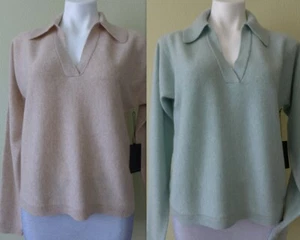 NWT TAHARI Collared V- Neck Dolman Sleeve 100% 2-ply Cashmere Sweater S/M - Picture 1 of 45