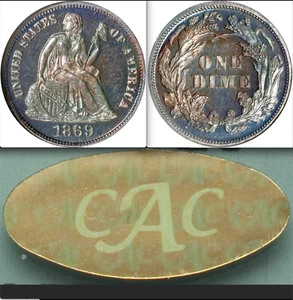 1869 NGC PR61 Gold CAC Pop ONE All Proof 10C Below PR62 (1796-now)!  Seated Dime - Picture 1 of 4
