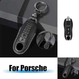 Leather Car Key Fob Case Cover For Porsche Cayenne Macan Panamera Boxster 911 - Picture 1 of 12