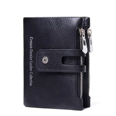 Contacts Men's Genuine Leather Wallet SIM Credit Card Holder Trifold Purse Gift - Image 1 of 4