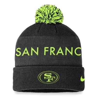 San Francisco 49ers Nike Volt Gorro Tejido con Puños con Pom NFL Verde Neón SF Foto 1 de 2