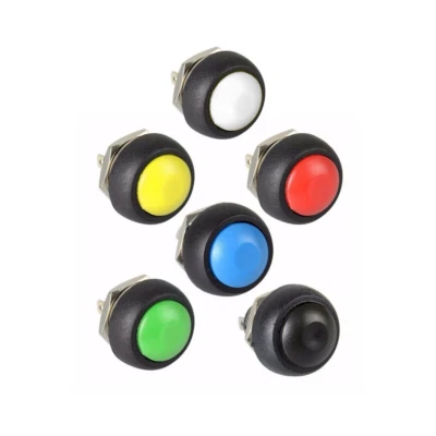 2 x 12mm Round Push Button Momentary Switch Black White Red Yellow Blue Green  - Image 1 of 4