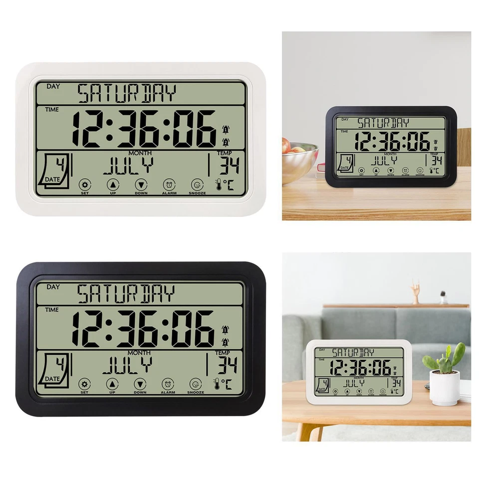 Electronic Wall Clock Calendar Silent Hanging Temperature and Humidity Decor for - Image 1 of 1