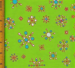 Tela Jeweled Star Bursts 100 % algodón por yarda 59" de ancho verde lima #FA48 - Imagen 1 de 1