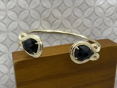 Kendra Scott Andy Adjustable Cuff Bracelet Gold Tone Black DAMAGED Used - Image 1 of 4