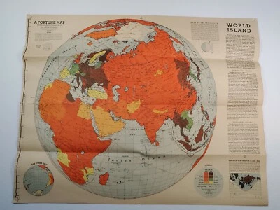 A Fortune Map World Island Orthographic Series III 1943 WWII Richard Harrison  - Image 1 of 4